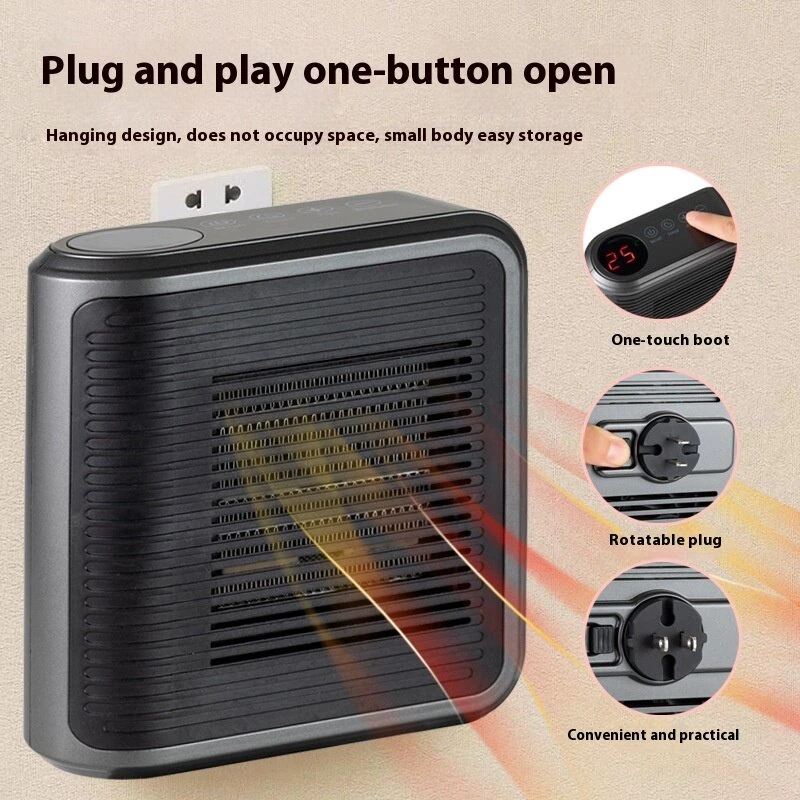 (image for) 800W Multi-functional Mini Heater Wall Mounted Heater Touch Timing Hot Air Heater 220V Hot Air Fan PTC Ceramic Heating